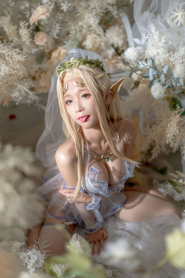 [网红COSER写真] 动漫博主蠢沫沫 - 白精灵 婚纱